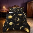 thumbnail image 1 of Homewish Sun Moon Stars Full Size Comforter Sets, Cosmos Celestial Planet Bedding Comforter Set, Black Gold, Black Reversible 3 Piece, 1 Comforter and 2 Pillowcases, 1 of 6