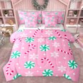thumbnail image 1 of Homewish Sweet Candy Cane 7pcs Bedding Comforter Set,Happy New Year Queen Bedding Sets,Pink Red Green Queen Sheet Sets For Teens,Microfiber Bedroom Decor Reversible, 1 of 8