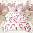 thumbnail image 1 of Homewish Sweet Candy Cnae 7 Pieces Bedding Comforter Set,Merry Christmas Full Bedding Set,Red Polka Dots Fitted Sheet Flat Sheet For Teens,Super Cozy Room Decor Reversible, 1 of 8