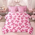 thumbnail image 1 of Homewish Sweet Cherry Bowtie 7-Piece Twin Bedding Sets,Cute Ribbon Bowknot Bedding Comforter Set,Pink Bow Tie Sheet Sets For Girl Kids,Breathable Home Decor Reversible, 1 of 8