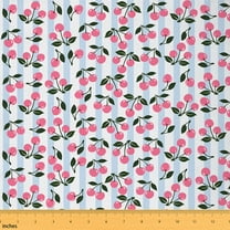 Homewish Sweet Cherry Fabric by the Yard 1 Yard,Abstract Geometric Lines Home Decor Fabric by the Yard,Blue Pink White Sewing Fabric For Girl,Super Cozy Room Decor