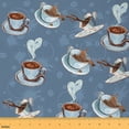 thumbnail image 1 of Homewish Sweet Dessert Coffee Fabric by the Yard 1 Yard,Heart Pint Home Decor Fabric by the Yard,Blue Brown Sewing Fabric For Girls Teens,Super Cozy Room Decor, 1 of 6