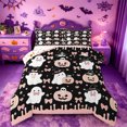 thumbnail image 1 of Homewish Sweet Halloween Cartoon Ghost Queen Comforter Set,Pink Pumpkin Bow Print Comforter Sets Queen,Halloween Reversible,3 Pieces,1 Comforter and 2 Pillowcases, 1 of 7