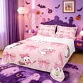 thumbnail image 1 of Homewish Sweet Halloween Ghost Bed Sheets,Pink Ribbon Bowknot Full Size Sheets,4-Piece,1 Flat Sheet,1 Fitted Sheet and 2 Pillowcases, 1 of 6