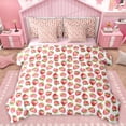 thumbnail image 1 of Homewish Sweet Strawberry 7 Pieces Bedding Comforter Set,Cute Cartoon Fruit Full Bedding Set,Red White Fitted Sheet Flat Sheet For Kids,Luxury Bedroom Decor Reversible, 1 of 8