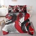 thumbnail image 1 of Homewish Swirl Circle 7 Pieces Full Size Bedding Sets,Modern Artwork Full Size Bed in a Bag,Red White Black,Black Reversible, 1 of 8