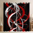 thumbnail image 1 of Homewish Swirl Lines Kitchen Curtains,Abstract Geometric Black Out Curtains Pack of 2 (42x63 Each),Red White, 1 of 6