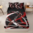 thumbnail image 1 of Homewish Swirl Lines Zipper Twin Comforter Sets with Fitted Sheet and 2 Pillowcases,Abstract Geometric Zipper Bedding Set,Red White,Black Reversible,4pcs, 1 of 8