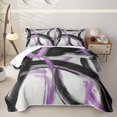 thumbnail image 1 of Homewish Swirl Stripes Twin Quilt Set,Modern Geometric Twin Coverlet Set,Purple Black,2 Pieces, 1 of 7