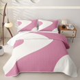 thumbnail image 1 of Homewish Swirl Wavy Twin Quilt Set,Geometric Abstract Twin Coverlet Set,Pink,2 Pieces, 1 of 7