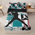 thumbnail image 1 of Homewish Teal Black Baseball Zipper Twin Comforter Sets with Fitted Sheet and 2 Pillowcases, Sport Zipper Bedding Set for Boys and Girls, Black Reversible, 4 Pieces, 1 of 6