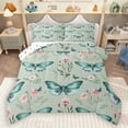 thumbnail image 1 of Homewish Teal Butterflies 3-Piece Full Size Comforter Sets for Boys Girls,Chic Flowers Bedding Comforter Set,Spring Graden Lightweight Bedding Sets,Microfiber Bedroom Decor,Reversible, 1 of 8