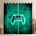thumbnail image 1 of Homewish Teal Gamer Blackout Curtains Set of 2 (52x84 Each) for Adults Female Men,Video Game Window Curtains,Geometric Hexagon Honeycomb Curtains and Drapes,Super Cozy Room Decor, 1 of 6