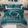 thumbnail image 1 of Homewish Teal Grey Rugby Bedding Comforter Set, Chic Stripe Line Abstract Twin Comforter Sets, Teens Kids Boys Girls Reversible Bedding Set, Ultra Soft Bedroom Decor, 2pcs, 1 of 8