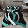thumbnail image 1 of Homewish Teal Grey Stripes Lines Bedding Comforter Set 2pcs for Female Men Adults,Vintage Aesthetic Twin Comforter Sets Microfiber,Geometric Theme Breathable Bedding Set,Luxury Bedroom Decor, 1 of 8