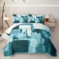 thumbnail image 1 of Homewish Teal Watercolor Gradient Quilt King,Retro Geometric Art King Coverlet Set,3pcs, 1 of 7