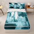 thumbnail image 1 of Homewish Teal Watercolor Gradient Zipper Queen Comforter Set with Fitted Sheet and 2 Pillowcases,Retro Geometric Art Zipper Bedding Set,Polkadot Reversible,4pcs, 1 of 8