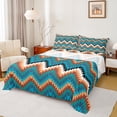 thumbnail image 1 of Homewish Teal Western Aztec Full Size Sheets for Women, Vintage Rustic Farmhouse Bed Sheets, Triangle Abstract Sheet Sets, Luxury Bedroom Decor, 4-Piece, 1 of 7