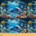 thumbnail image 1 of Homewish Teen 3D Dolphin Fabric by the Yard 1 Yard, Ocean Marine Sealife Room Decor Fabric by the Yard, Blue Underwater World Sewing Fabric, Lightweight Room Decor, 1 of 6