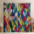 thumbnail image 1 of Homewish Teens Abstract 3D Stripes Black Out Curtains,Colorful Geometric Lines Curtains Pack of 2 (42x63 Each),Retro Vintage Bedroom Curtains,Luxury Bedroom Decor, 1 of 6
