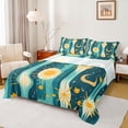 thumbnail image 1 of Homewish Teens Abstract Geometric 3pcs Twin Sheet Sets,Teal Yellow Twin Fitted Sheet,Minimalist Mid Century Breathable Flat Sheet,Super Cozy Room Decor, 1 of 7