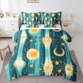 thumbnail image 1 of Homewish Teens Abstract Geometric 7 Pieces Bedding Comforter Set,Teal Yellow Full Bedding Set Lightweight,Minimalist Mid Century Fitted Sheet Flat Sheet,Super Cozy Room Decor,Reversible, 1 of 8
