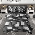thumbnail image 1 of Homewish Teens Abstract Rectangle Bedding Comforter Set 7pcs, Black Grey Artwork Square King Bedding Sets, Teens Kids Adult Reversible Bed Sheets, Super Cozy Room Decor, 1 of 8