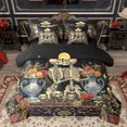 thumbnail image 1 of Homewish Teens Adults Gothic Skeleton Twin Bedding Sets 7-Piece,Chic Flowers Bedding Comforter Set Microfiber,Retro Exotic Style Breathable Sheet Sets,Ultra Soft Home Decor,Reversible, 1 of 8