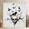 thumbnail image 1 of Homewish Teens Adults Skull Black Crow Blackout Curtains Set of 2 (52x84 Each),Black White Window Curtains,Gothic Style Curtains and Drapes,Ultra Soft Home Decor, 1 of 6