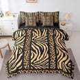 thumbnail image 1 of Homewish Teens Animal Leopard Zebra Print 7-Piece Bedding Comforter Set,Black Yellow King Bedding Sets,Abstract Geometric Stripes Ultra Soft Bed Sheets,Microfiber Bedroom Decor,Reversible, 1 of 8