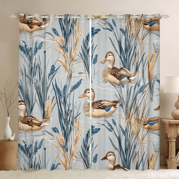 Homewish Teens Animal Mallard Duck Black Out Curtains,Rustic Farmhouse Curtains Pack of 2 (42x63 Each),Lake House Bedroom Curtains,Microfiber Bedroom Decor