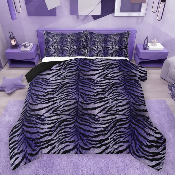 Homewish Teens Animal Zebra Print 3 Pieces Queen Comforter Set,Abstract Gradient Ultra Soft Bedding Sets,Vintage Geometric Stripes Bedding Comforter Set Breathable,Super Cozy Room Decor