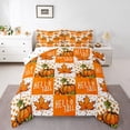 thumbnail image 1 of Homewish Teens Autumn Botanical Pumpkin 3 Pieces Queen Comforter Set,Geometric Plaid Ultra Soft Bedding Sets,Orange Polka Dots Bedding Comforter Set Breathable,Luxury Bedroom Decor,Reversible, 1 of 8