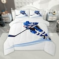 thumbnail image 1 of Homewish Teens Ball Game Full Size Comforter Sets,Hockey Sport Theme Bedding Comforter Set,White Blue Bedding Sets For Boys Kids,Luxury Bedroom Decor Reversible,3pcs, 1 of 9