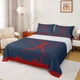 thumbnail image 1 of Homewish Teens Baseball Print Bed Sheets, Navy Maroon Abstract Stripe King Sheets, Cartoon Sports Theme Sheet Set, Luxury Bedroom Decor, 4-Piece, 1 of 7