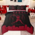thumbnail image 1 of Homewish Teens Baseball Print Full Size Comforter Sets, Black Crismon Abstract Bedding Comforter Set, Cartoon Sports Theme Reversible Bedding Sets, Microfiber Bedroom Decor, 3 Pieces, 1 of 8
