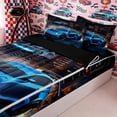 thumbnail image 1 of Homewish Teens Blue Sport Car Zipper Twin Comforter Sets with Fitted Sheet and 2 Pillowcases,Rally Race Fast Car Zipper Bedding Set,4-Piece,Black Reversible, 1 of 6