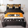 thumbnail image 1 of Homewish Teens Boys Girls Magnetic Tape Bedding Comforter Set 7pcs,Music Melody Theme Queen Bedding Sets Super Cozy,Black Orange Queen Sheet Sets,Lightweight Room Decor,Reversible, 1 of 8