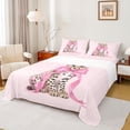 thumbnail image 1 of Homewish Teens Cartoon Bow Knot Leopard Twin Sheet Sets 3pcs,Kawaii Jungle Animal Twin Fitted Sheet Microfiber,Pink Brown Breathable Flat Sheet,Lightweight Room Decor, 1 of 7