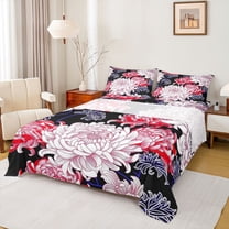 Homewish Teens Chic Flowers 3pcs Twin Sheet Sets,Exotic Style Twin Fitted Sheet,Botanical Plants Floral Breathable Flat Sheet,Luxury Bedroom Decor