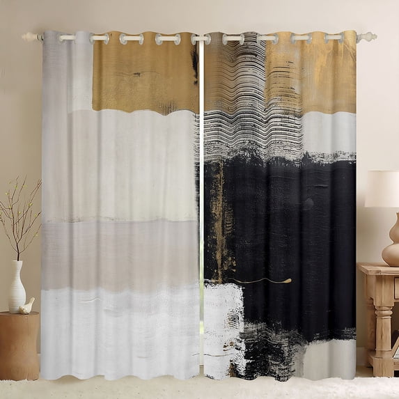 Homewish Teens Chic Watercolor Curtains Pack of 2 (42x84 Each), Modern Abstract Ombre Curtains Blackout, Vintage Oil Printing Bedroom Curtains, Curtains and Drapes Home Decor