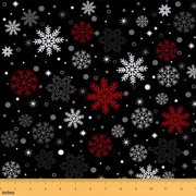 Homewish Teens Christmas Snowflake Fabric by the Yard 2 Yards, Western Festival Sewing Fabric, Cycle Polkadots Fabric for Sewing, Breathable Home Decor