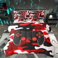 thumbnail image 1 of Homewish Teens Colorful Gamepad 7 Pieces Bedding Comforter Set,Rustic Camouflage Full Bedding Set,Red White Black Fitted Sheet Flat Sheet For Boys Kids,Luxury Bedroom Decor Reversible, 1 of 8