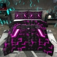 thumbnail image 1 of Homewish Teens Colorful Gamepad Bedding Comforter Set,3D Plaid Grid Twin Comforter Sets,Purple Black Bedding Set For Boys Kids,Luxury Bedroom Decor Reversible,2pcs, 1 of 8
