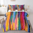 thumbnail image 1 of Homewish Colorful Stripes 7-Piece Reversible Twin Comforter Set, Watercolor Design, 1 of 8