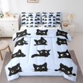thumbnail image 1 of Homewish Teens Cute Black Cats Bedding Comforter Set 7 Pieces,Cartoon Pet Full Bedding Set Lightweight,Kawaii Animal Fitted Sheet Flat Sheet,Breathable Home Decor,Reversible, 1 of 8