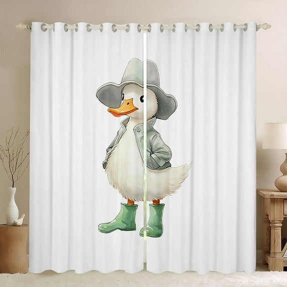 Homewish Teens Cute Duck Curtains Pack of 2 (42x84 Each), Kawaii Farm Animal Curtains Blackout, Cartoon Goose Lover Bedroom Curtains, Blackout Curtains Decor
