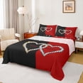 thumbnail image 1 of Homewish Teens Female Men Bling Crystal Love Heart 4 Pieces Queen Sheet Sets,Black Red Ultra Soft Flat Sheet,Happy Valentine'S Day Queen Fitted Sheet,Super Cozy Room Decor, 1 of 7