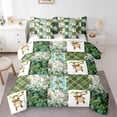thumbnail image 1 of Homewish Teens Female Men Cartoon Animal Monkey Bedding Comforter Set 7-Piece,Geometric Plaid Grid King Bedding Sets,Tropical Tree Leaves Ultra Soft Bed Sheets,Luxury Bedroom Decor,Reversible, 1 of 8