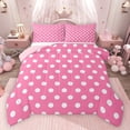 thumbnail image 1 of Homewish Teens Female Men Polka Dots Bedding Comforter Set 2pcs,Pink White Twin Comforter Sets Microfiber,Minimalist Vintage Geometric Circle Breathable Bedding Set,Super Cozy Room Decor, 1 of 8